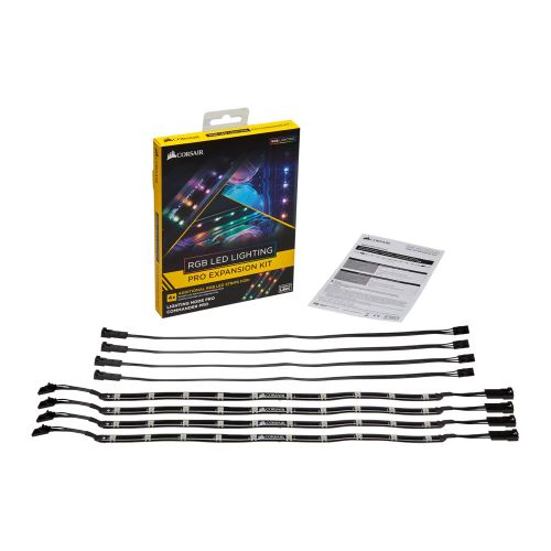 Corsair RGB LED Lighting PRO Expansion Kit, 4 x Individually Addressable RGB LED Strips + Extension Cables