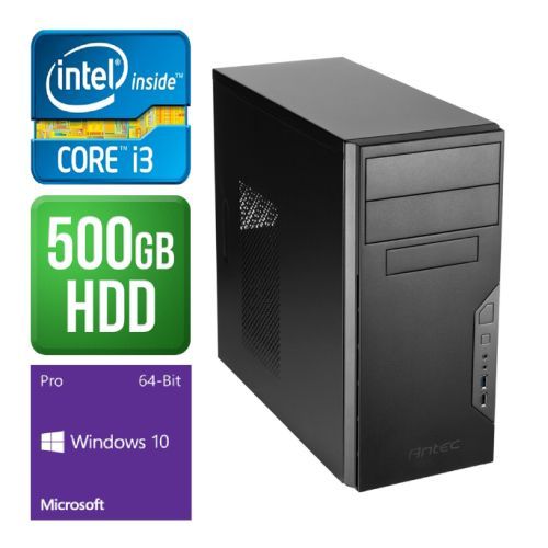 Spire Tower PC, Antec VSK3000B, i3-6100, 4GB DDR4, 500GB, Antec 450W, DVDRW, KB & Mouse, Windows 10 Pro
