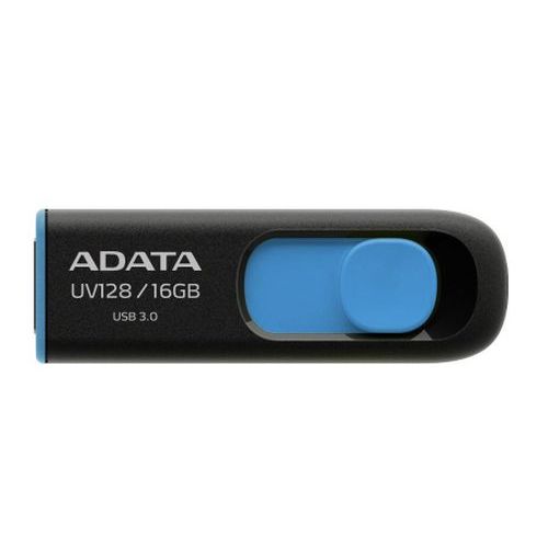 ADATA 16GB USB 3.0 Memory Pen, UV128, Retractable, Capless, Black & Blue