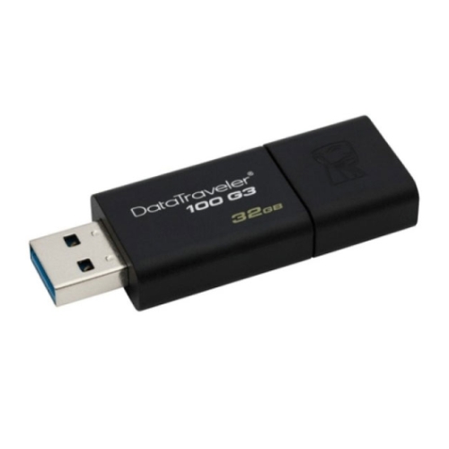 Kingston 32GB USB 3.0 Memory Pen, DataTraveler 100 G3, Black, Sliding Cap