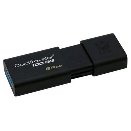 Kingston 64GB USB 3.0 Memory Pen, DataTraveler 100 G3, Black, Sliding Cap