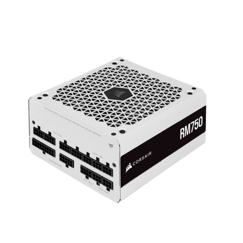 Corsair 750W RM Series RM750 V2 PSU, Rifle Bearing Fan, Fully Modular, Zero RPM Mode, 80+ Gold, White