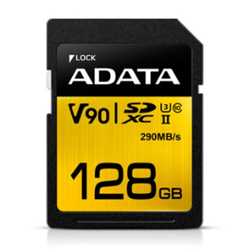 ADATA Premier ONE 128GB SDXC Card, UHS-II Class 10 (U3), V90 Video Speed (8K), R/W 290/260 MB/s