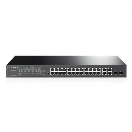 TP-LINK (T1500-28PCT) 24-Port Smart POE Switch, 24 x 10/100Mbps POE+ 4-Port Gigabit, 2 Combo GB SFP Slots