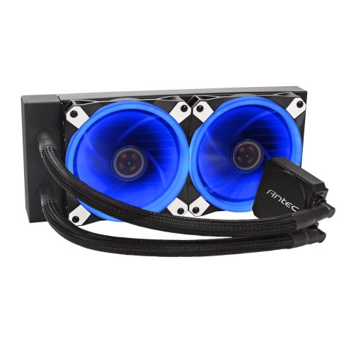 Antec Kuhler H20 K240 Liquid CPU Cooler, 2 x 12cm Blue LED PWM Fans, Low Profile