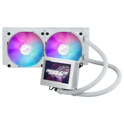 Asus ROG Ryujin III 240 ARGB 240mm Liquid CPU Cooler, 2x ROG ARGB Fans, Customisable 3.5″ LCD Display, New Control Software, White