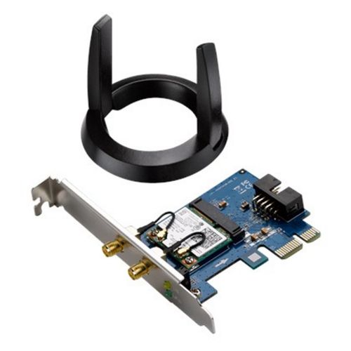 Asus (PCE-AC55BT) AC1200 (300+867) Wireless Dual Band PCI Express Adapter, Bluetooth 4.0, Ext Antenna Base