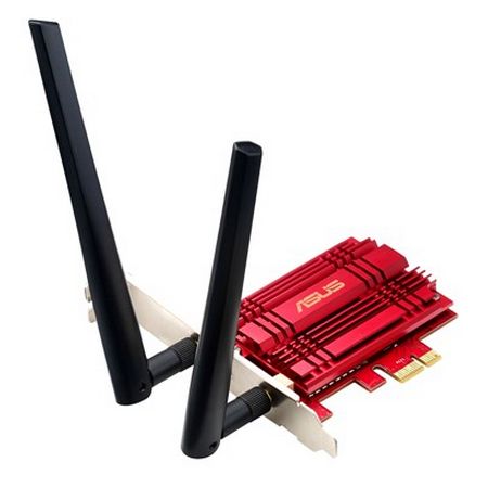 Asus (PCE-AC56) AC1300 (400+867) Wireless Dual Band PCI Express Adapter, 2 Antennas, External Base