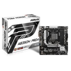 Asrock AB350M PRO4, AMD B350, AM4, Micro ATX, 4 DDR4, VGA, DVI, HDMI, RAID, M.2 Motherboards