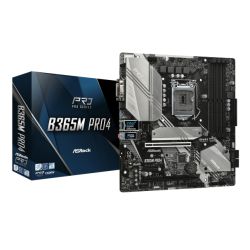 Asrock B365M PRO4, Intel B365, 1151, Micro ATX, 4 DDR4, CrossFire, VGA, DVI, HDMI, M.2, RGB Lighting Motherboards