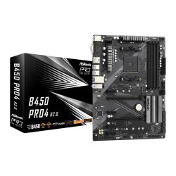 Asrock B450 PRO4 R2.0, AMD B450, AM4, ATX, 4 DDR4, XFire, VGA, HDMI, DP, 2x M.2