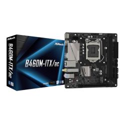 Asrock B460M-ITX/AC, Intel B460, 1200, Mini ITX, 2 DDR4, HDMI, DP, AC Wi-Fi, M.2 Motherboards