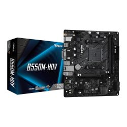 Asrock B550M-HDV, AMD B550, AM4, Micro ATX, 2 DDR4, VGA, DVI, HDMI, PCIe4, M.2 Motherboards