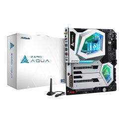 Asrock Z490 AQUA, Intel Z490, 1200, EATX, 4 DDR4, XFire/SLI, HDMI, Thunderbolt3, AX Wi-Fi, 10GB & 2.5GB LAN, RGB Lighting, M.2 Motherboards