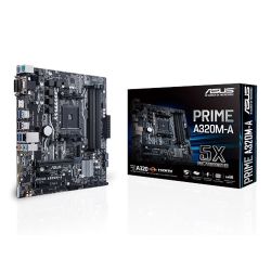 Asus PRIME A320M-A, AMD A320, AM4, Micro ATX, 4 DDR4, VGA, DVI, HDMI, M.2, RAID, LED Lighting Motherboards