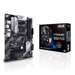 Asus PRIME B550-PLUS, AMD B550, AM4, ATX, 4 DDR4, HDMI, DP, XFire, PCIe4, RGB Lighting, M.2