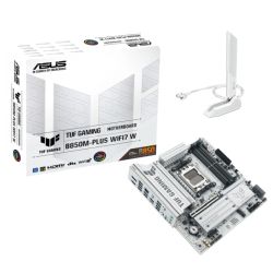 Asus TUF GAMING B850M-PLUS WIFI7 W, AMD B850, AM5, Micro ATX, 4 DDR5, HDMI, DP, Wi-Fi 7, 2.5G LAN, 3x M.2, White