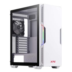 ADATA XPG Starker ARGB Compact Gaming Case w/ Glass Window, ATX, Front ARGB Lighting Strips, 2 Fans (1 RGB), LED Control Button, On-Rail Dust Filter, White Cases