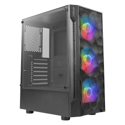 Antec NX260 Gaming Case w Glass Window, ATX, 3 Front ARGB Fans, LED Control Button, PSU Shroud