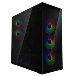 ARCTIC Xtender Black Case w Tinted Glass Side and Front, E-ATX, 5x ARGB Fans, ARGB PSU Shroud, Mesh Airflow, USB-C 10Gbps