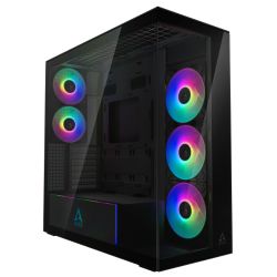 ARCTIC Xtender Mirror Black Case w Mirror Glass Side and Front, E-ATX, 5x ARGB Fans, ARGB PSU Shroud, Mesh Airflow, USB-C 10Gbps