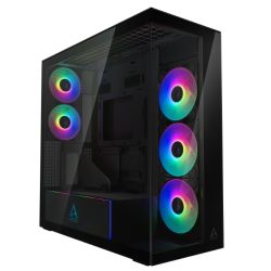 ARCTIC Xtender VG Mirror Black Case w Mirror Glass Side and Front, E-ATX, 5x ARGB Fans, ARGB PSU Shroud, Mesh Airflow, GPU Vertical Mount, USB-C 10Gbps