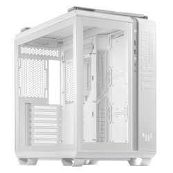 Asus TUF Gaming GT502 Case w Front & Side Glass Window, ATX, Dual Chamber, Modular Design, LED Control Button, USB-C, Carry Handles, White