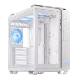 Asus TUF Gaming GT502 Plus Case w Front & Side Glass Windows, ATX, Dual Chamber, Modular Design, 4x ARGB Fans & Lighting Hub, USB-C, Carry Handles, White