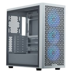 Cooler Master Elite 502 Gaming Case w Glass Side, E-ATX, 3x ARGB Fans, Mesh Front, USB-C, Asus BTF Compatible, White
