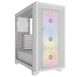 Corsair 3000D RGB Airflow Gaming Case w Glass Window, ATX, 3x AR120 RGB Fans, GPU Cooling, 3-Slot GPU Support, High-Airflow Front, White