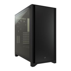 Corsair 4000D Gaming Case w Tempered Glass Window, E-ATX, 2 x AirGuide Fans, Solid Steel Front Panel, USB-C, Black