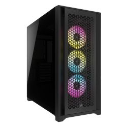 Corsair iCUE 5000D RGB AIRFLOW Gaming Case w Glass Window, E-ATX, 3x AF120 RGB Fans, High-Airflow Front, USB-C, RGB Controller, Black