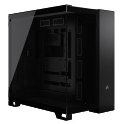 Corsair 6500X Dual Chamber Gaming Case w Glass Side & Front, ATX, Mesh Panels, USB-C, Asus BTF Compatible, Black