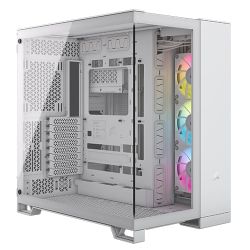 Corsair 6500X RGB iCUE Link Dual Chamber Gaming Case w Glass Side & Front, ATX, 3x RGB Fans, Mesh Panels, USB-C, Asus BTF Compatible, White