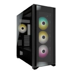 Corsair iCUE 7000X RGB Gaming Case w 3x Tempered Glass Panels, E-ATX, 3 x SP140 RGB Elite Fans, iCUE Commander CORE XT included, USB-C, Black