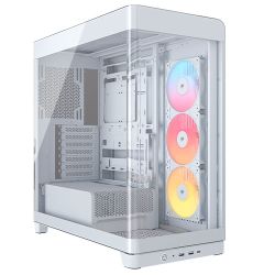 Corsair FRAME 4500X RS-R ARGB Gaming Case w Glass Side & Front, E-ATX, 3x RS120-R ARGB Fans, InfiniRail Fan Mounting, USB-C, Asus BTF Compatible, White