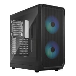 Fractal Design Focus 2 RGB Black TG Gaming Case w Clear Glass Window, ATX, 2 RGB Fans, RGB controller, Mesh Front, Innovative Shroud System