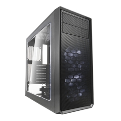 Fractal Design Focus G Gunmetal Gaming Case w Clear Window, ATX, 2 White LED Fans, Kensington Bracket, Filtered Front, Top & Base Air Intakes