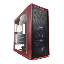 Fractal Design Focus G Mystic Red Gaming Case w Clear Window, ATX, 2 White LED Fans, Kensington Bracket, Filtered Front, Top & Base Air Intakes