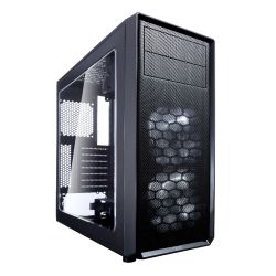 Fractal Design Focus G Black Gaming Case w Clear Window, ATX, 2 White LED Fans, Kensington Bracket, Filtered Front, Top & Base Air Intakes