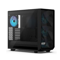 Fractal Design Meshify 2 Lite RGB Black TG Gaming Case w Light Tint Glass Window, E-ATX, Angular Mesh Front, 4 RGB Fans, RGB Controller