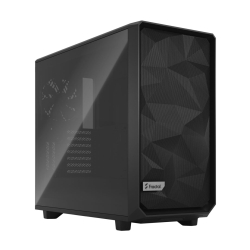 Fractal Design Meshify 2 Black TG Gaming Case w Light Tint Glass Window, E-ATX, Angular Mesh Front, 3 Fans, Fan Hub, Detachable Front Filter, USB-C