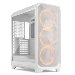 Fractal Design Meshify 3 White RGB TG Clear Gaming Case w Clear Window, E-ATX, Mesh Front, 3x RGB Fans, USB-C 20Gbps