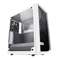 Fractal Design Meshify C (White TG) Gaming Case w/ Clear Glass Window, ATX, Angular Mesh Front, High-airflow, 2 x 12cm Fans, White Cases