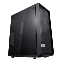 Fractal Design Meshify C Dark TG Gaming Case w Dark Tint Glass Window, ATX, Angular Mesh Front, High-airflow, 2 x 12cm Fans