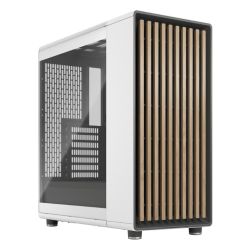 Fractal Design North Chalk White TG Clear Case w Clear Glass Window, ATX, 2 Fans, USB-C, Oak Front