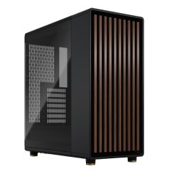 Fractal Design North Charcoal Black TG Dark Case w Dark Tint Glass Window, ATX, 2 Fans, USB-C, Walnut Front