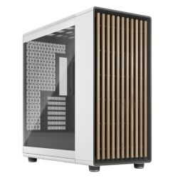 Fractal Design North XL Chalk White TG Clear Case w Clear Glass Window, E-ATX, 3 PWM Fans, USB-C, Oak Front