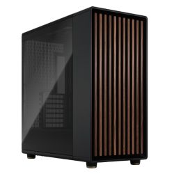 Fractal Design North XL Charcoal Black TG Dark Case w Dark Tint Glass Window, E-ATX, 3 PWM Fans, USB-C, Walnut Front