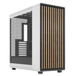 Fractal Design North XL RC Chalk White TG Clear Case w Clear Glass Window, ATX, 3 PWM Fans, USB-C, Oak Front, Reverse ConnectorAsus BTF Compatible
